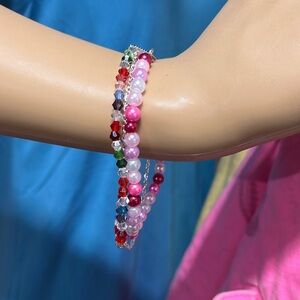 Handmade bead, chain and bicone clasp bracelet